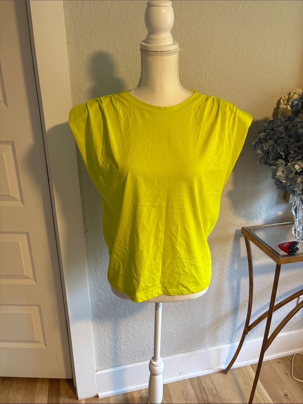 Express Neon Yellow Cap Sleeve Tank Top with padded shoulders. NWoT
